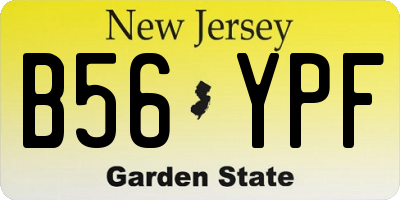 NJ license plate B56YPF