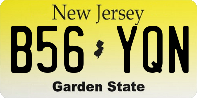 NJ license plate B56YQN