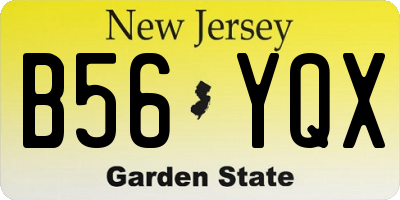 NJ license plate B56YQX