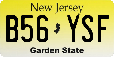 NJ license plate B56YSF