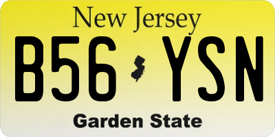 NJ license plate B56YSN