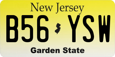 NJ license plate B56YSW