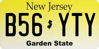 NJ license plate B56YTY