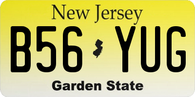 NJ license plate B56YUG