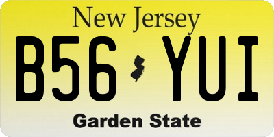 NJ license plate B56YUI