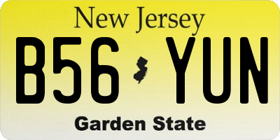 NJ license plate B56YUN