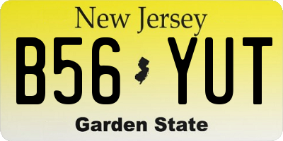 NJ license plate B56YUT