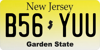 NJ license plate B56YUU