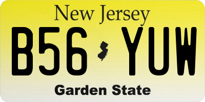 NJ license plate B56YUW