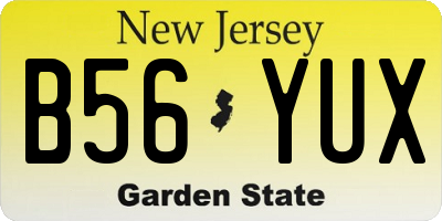 NJ license plate B56YUX