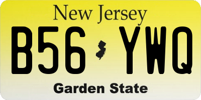 NJ license plate B56YWQ