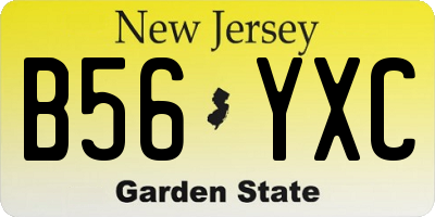 NJ license plate B56YXC