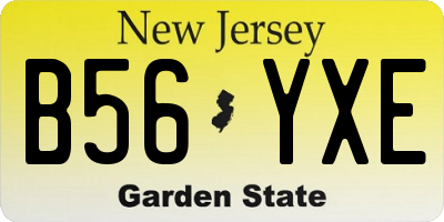 NJ license plate B56YXE