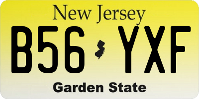 NJ license plate B56YXF
