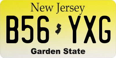 NJ license plate B56YXG