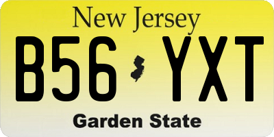 NJ license plate B56YXT