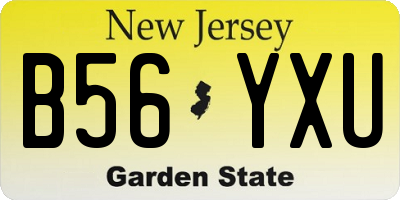NJ license plate B56YXU