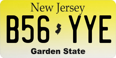 NJ license plate B56YYE