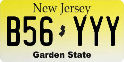 NJ license plate B56YYY