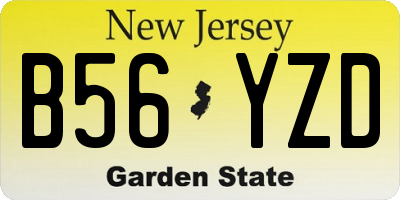 NJ license plate B56YZD