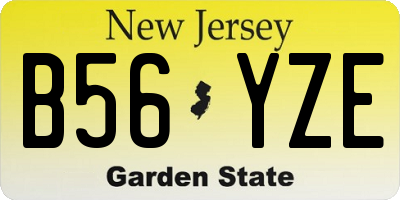 NJ license plate B56YZE