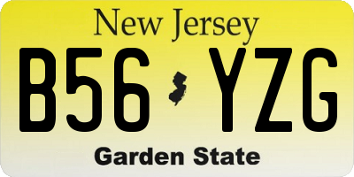 NJ license plate B56YZG