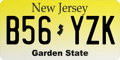NJ license plate B56YZK