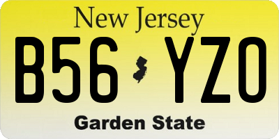 NJ license plate B56YZO