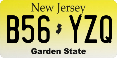 NJ license plate B56YZQ