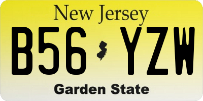 NJ license plate B56YZW