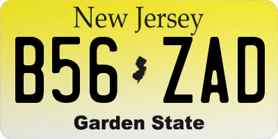 NJ license plate B56ZAD