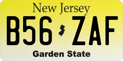 NJ license plate B56ZAF