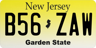 NJ license plate B56ZAW