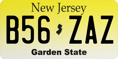 NJ license plate B56ZAZ