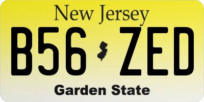 NJ license plate B56ZED
