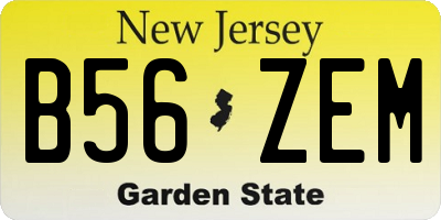 NJ license plate B56ZEM