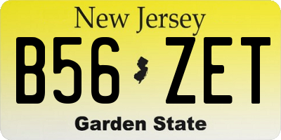 NJ license plate B56ZET