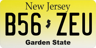 NJ license plate B56ZEU