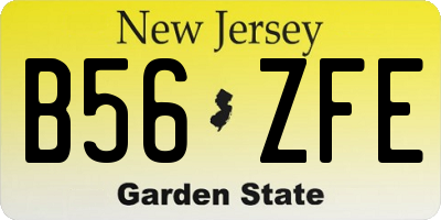 NJ license plate B56ZFE