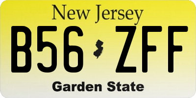 NJ license plate B56ZFF