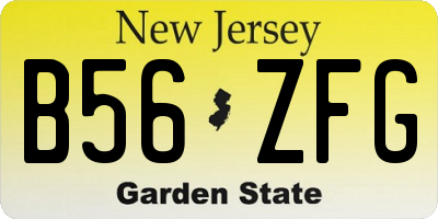 NJ license plate B56ZFG