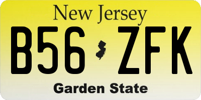 NJ license plate B56ZFK