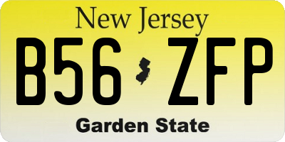 NJ license plate B56ZFP