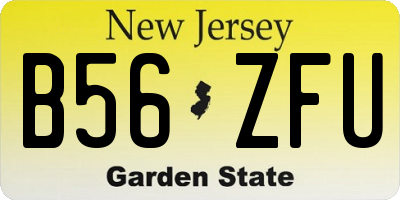 NJ license plate B56ZFU