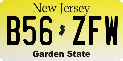 NJ license plate B56ZFW