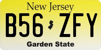 NJ license plate B56ZFY