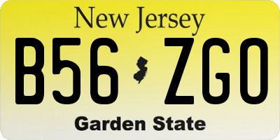 NJ license plate B56ZGO
