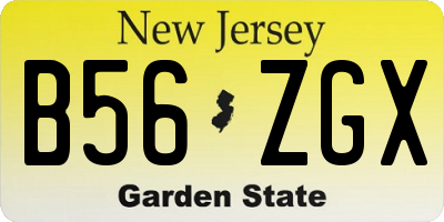 NJ license plate B56ZGX