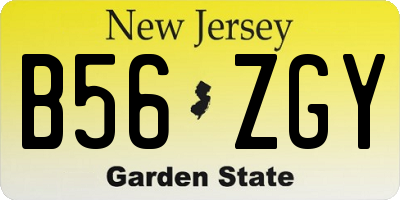 NJ license plate B56ZGY
