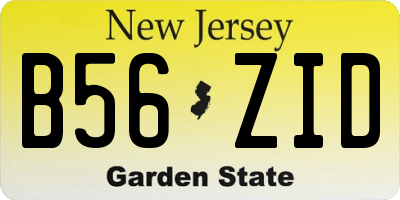 NJ license plate B56ZID